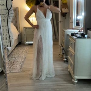 White with gold detail maxi dress